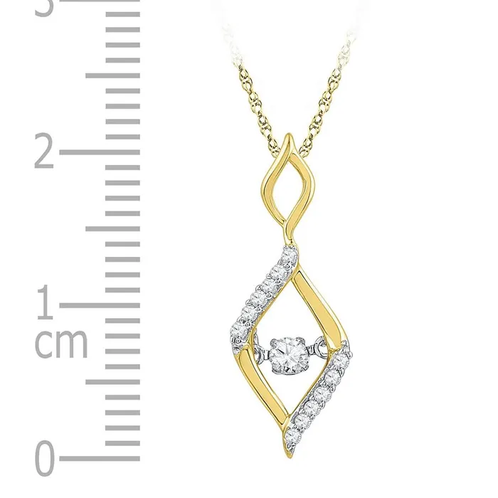 Necklaces 10kt Yellow Gold Round Diamond Moving Twinkle Oval Fashion Pendant 16 Cttw gndatlanta