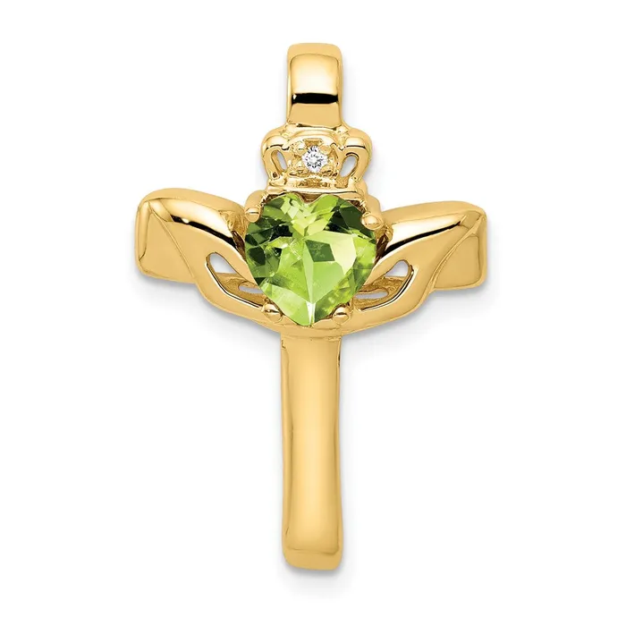 Necklaces 14k 6mm Claddagh Peridot VS Diamond Cross Pendant Goldiacom