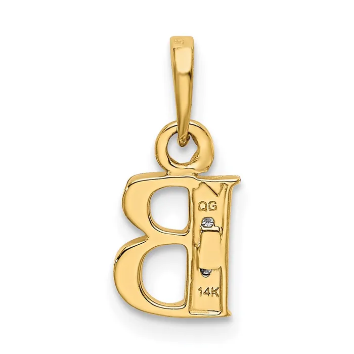 Necklaces 14k and Rhodium Polished 01ct Diamond Initial B Pendant Goldiacom