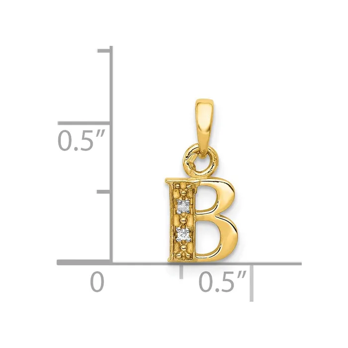Necklaces 14k and Rhodium Polished 01ct Diamond Initial B Pendant Goldiacom