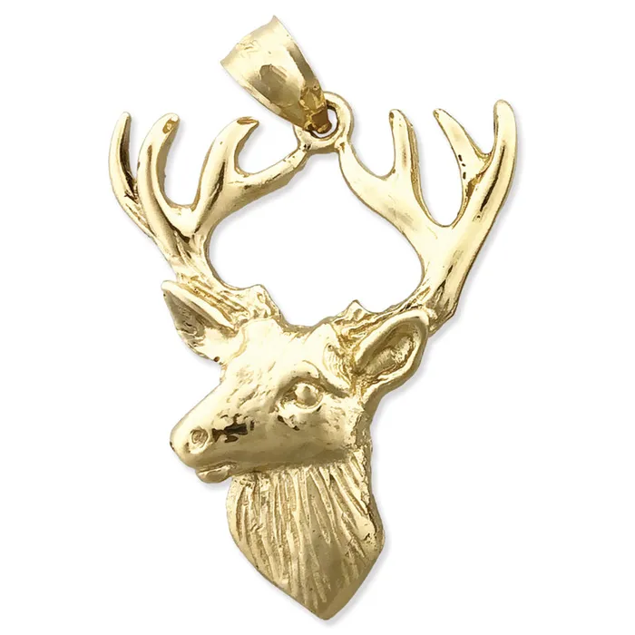 Necklaces 14K Gold Deer Head with Antlers Pendant Goldia