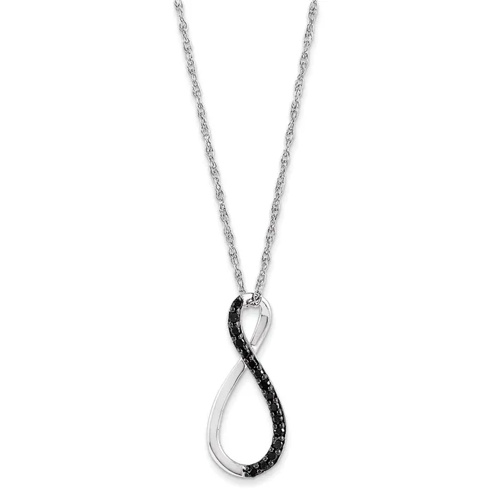 Necklaces 14K White Gold Black Real Diamond Necklace Goldia