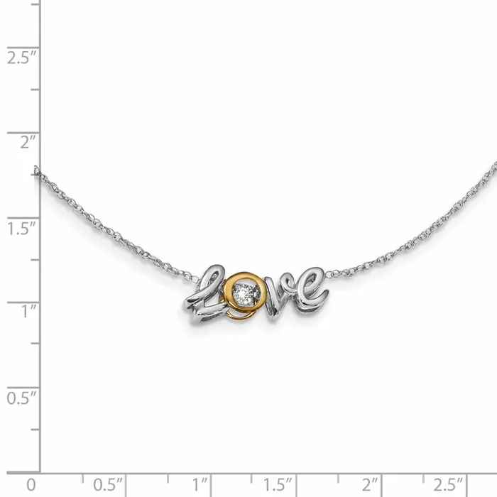 Necklaces 14k WhiteYellow Gold Love Vibrant Real Diamond 18in Necklace Goldia