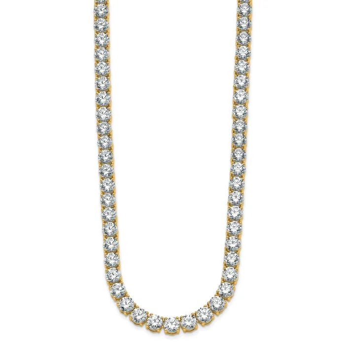 Necklaces 14k Yellow Gold 49 Ct Lab Grown Diamond VSSI G Round 20 inch Straight Tennis Necklace Goldia