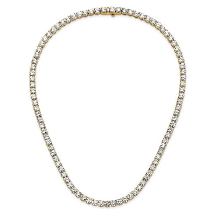 Necklaces 14k Yellow Gold 49 Ct Lab Grown Diamond VSSI G Round 20 inch Straight Tennis Necklace Goldia