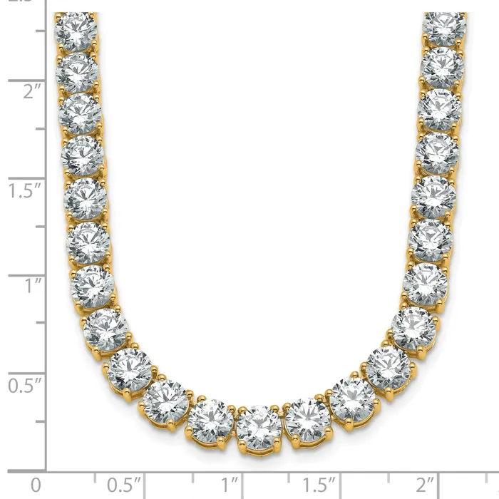 Necklaces 14k Yellow Gold 49 Ct Lab Grown Diamond VSSI G Round 20 inch Straight Tennis Necklace Goldia