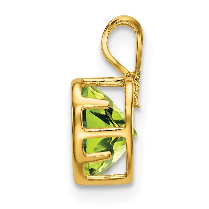 Necklaces 14K Yellow Gold 6mm Heart Peridot bezel pendant Goldia