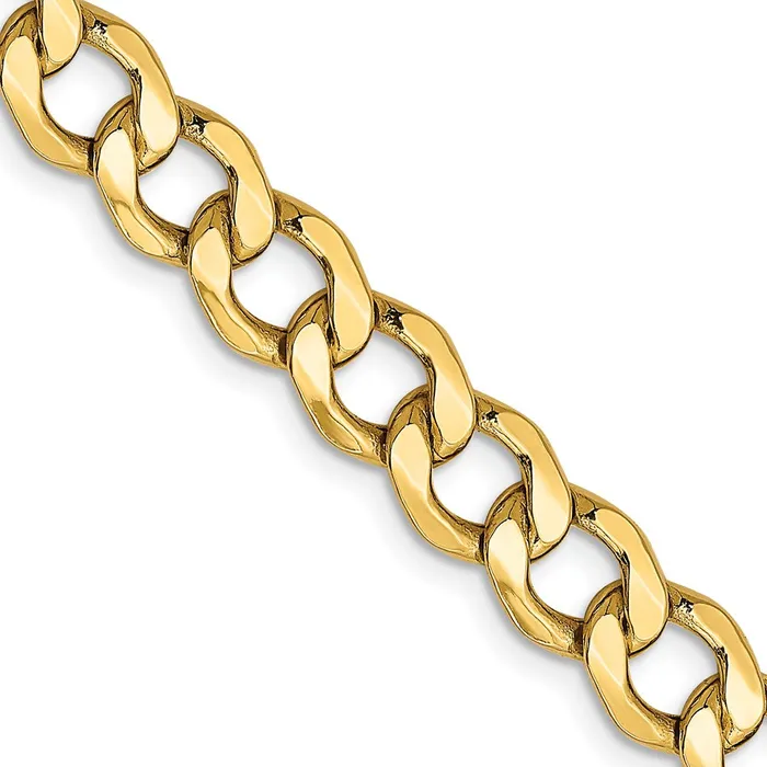 Necklaces 14K Yellow Gold 7mm SemiSolid Curb Chain Necklace MDS