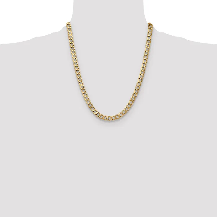 Necklaces 14K Yellow Gold 7mm SemiSolid Curb Chain Necklace MDS Necklaces 14K Yellow Gold 7mm SemiSolid Curb Chain Necklace MDS