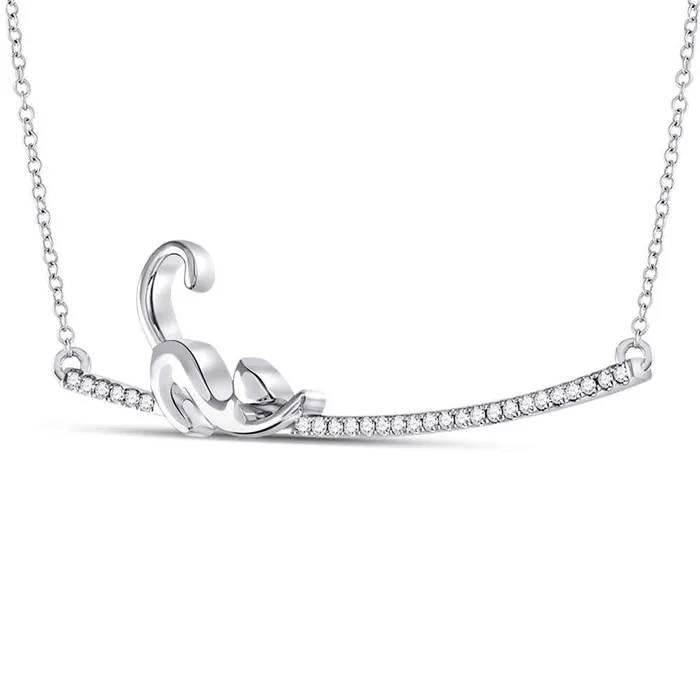 Necklaces gndatlanta 14k White Gold Diamond Kitty Cat Bar Pendant Necklace 110 Cttw Necklaces gndatlanta 14k White Gold Diamond Kitty Cat Bar Pendant Necklace 110 Cttw