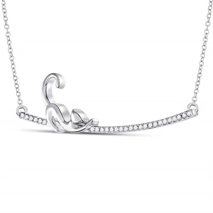 Necklaces gndatlanta 14k White Gold Diamond Kitty Cat Bar Pendant Necklace 110 Cttw