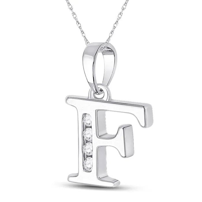 Necklaces gndatlanta 14k White Gold Round Diamond F Initial Letter Pendant 120 Cttw Necklaces gndatlanta 14k White Gold Round Diamond F Initial Letter Pendant 120 Cttw