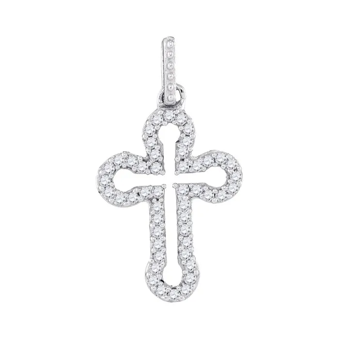 Necklaces gndatlanta 14k White Gold Round Diamond Outline Cross Pendant 16 Cttw Necklaces gndatlanta 14k White Gold Round Diamond Outline Cross Pendant 16 Cttw