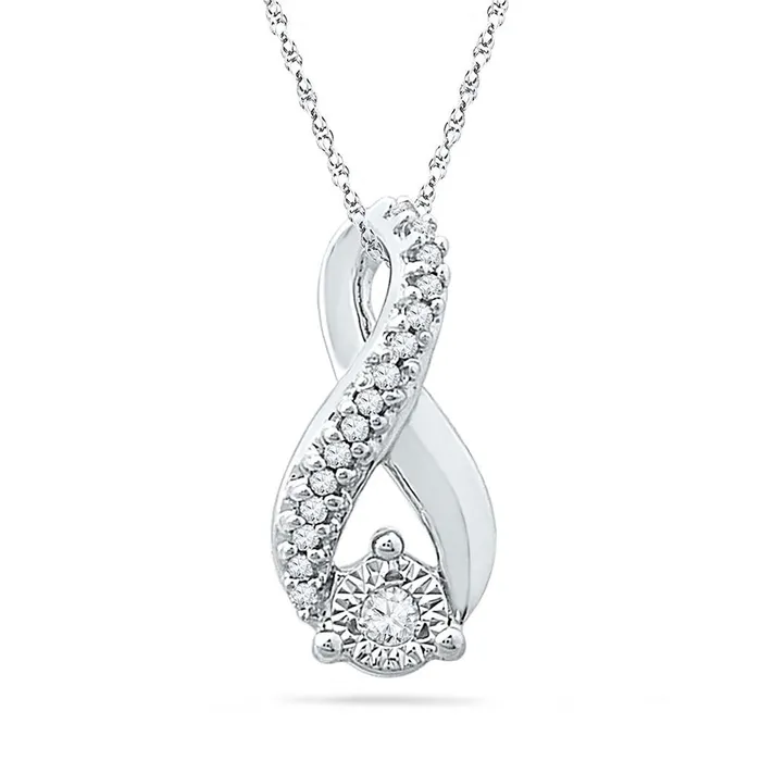 Necklaces gndatlanta 14k White Gold Round Diamond Vertical Infinity Pendant 110 Cttw Necklaces gndatlanta 14k White Gold Round Diamond Vertical Infinity Pendant 110 Cttw