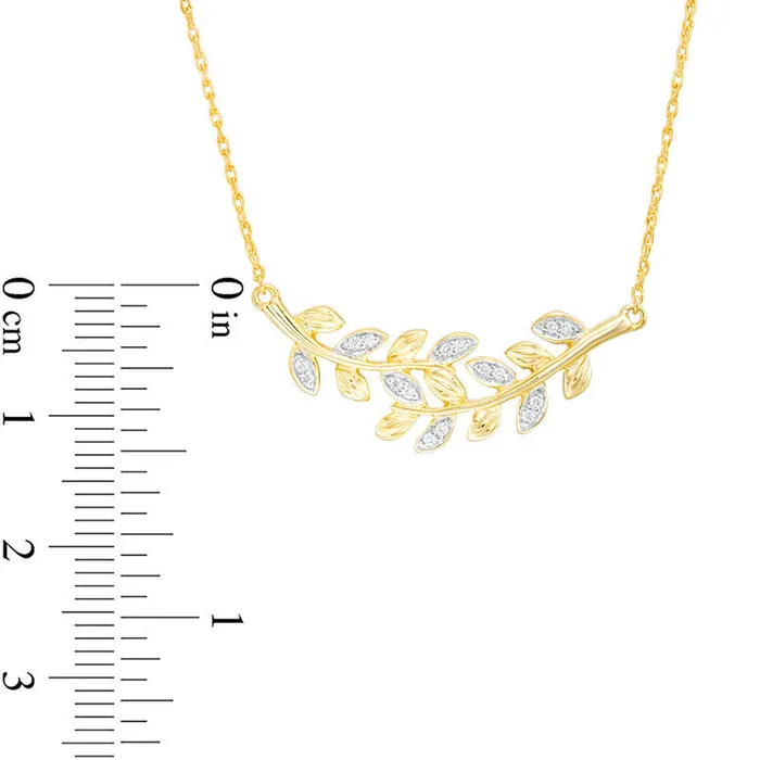 Necklaces Goldia 007 CT TW Natural Diamond Leaf Vine Necklace in 10K Yellow Gold Necklaces Goldia 007 CT TW Natural Diamond Leaf Vine Necklace in 10K Yellow Gold