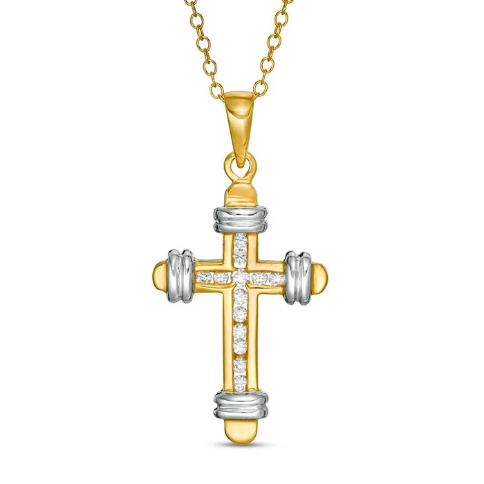 Necklaces Goldia 025 CT TW Natural Diamond Cross Pendant in 14K TwoTone Gold Necklaces Goldia 025 CT TW Natural Diamond Cross Pendant in 14K TwoTone Gold
