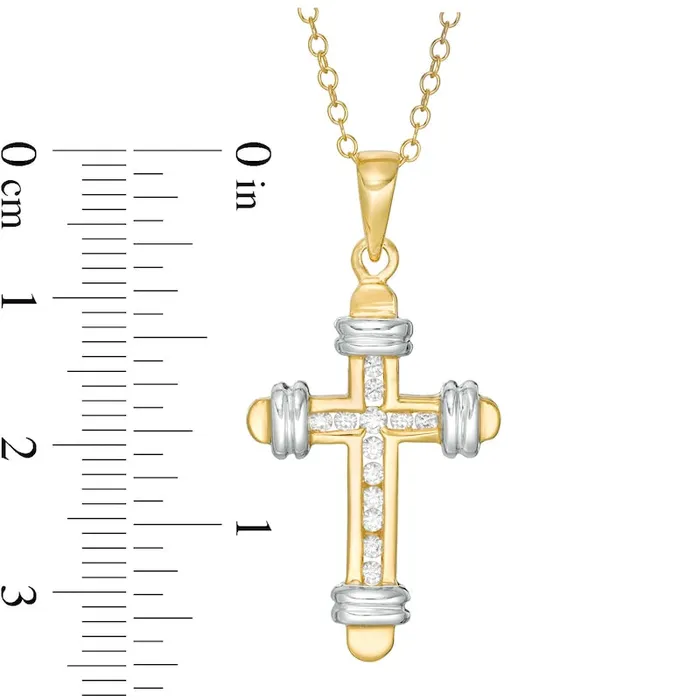Necklaces Goldia 025 CT TW Natural Diamond Cross Pendant in 14K TwoTone Gold Necklaces Goldia 025 CT TW Natural Diamond Cross Pendant in 14K TwoTone Gold