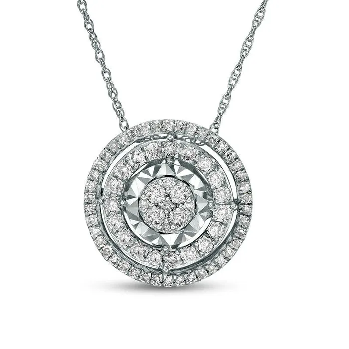 Necklaces Goldia 05 CT TW Composite Natural Diamond Double Frame Pendant in 10K White Gold Necklaces Goldia 05 CT TW Composite Natural Diamond Double Frame Pendant in 10K White Gold