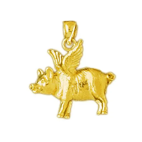 Necklaces Goldia 14K Gold Pig with Wings Pendant
