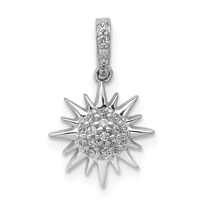 Necklaces Goldia 14k White Gold 110ct Real Diamond Fancy Sun Pendant