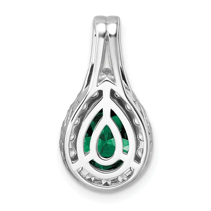 Necklaces Goldia 14k White Gold 14KW Lab Grown VSSI FGH Diamond and Created Emerald Pear Pendant