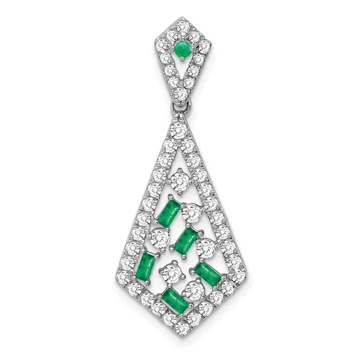 Necklaces Goldia 14k White Gold Emerald and Real Diamond Chain Slide