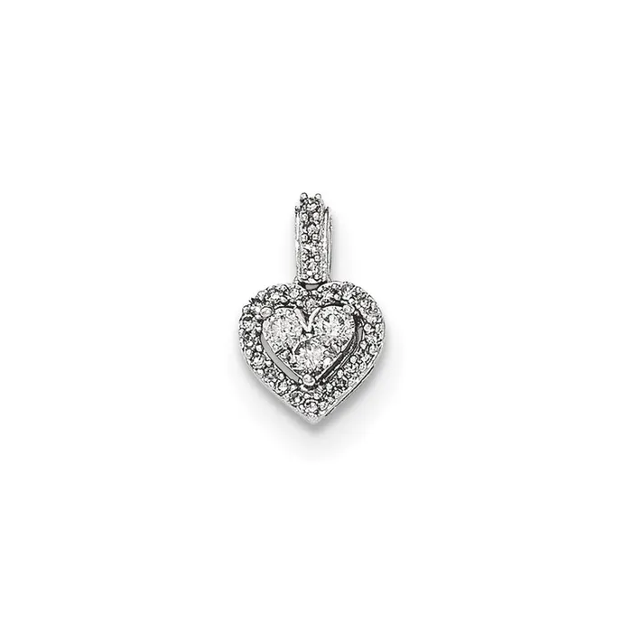 Necklaces Goldia 14K White Gold Polished Real Diamond Heart Pendant