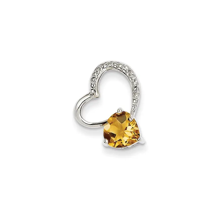 Necklaces Goldia 14k White Gold Real Diamond and Citrine Heart Pendant