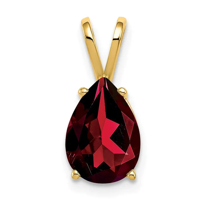 Necklaces Goldia 14K Yellow Gold 10x7mm Pear Garnet Checker pendant