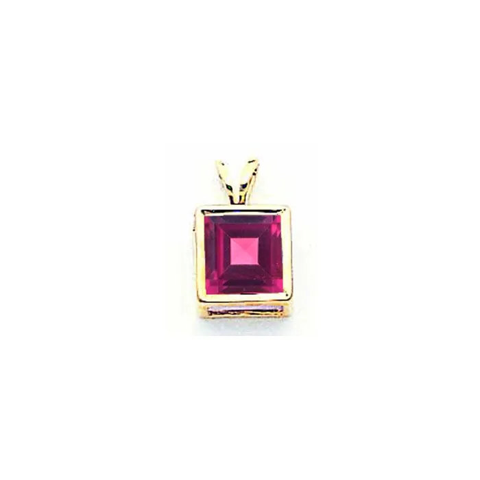 Necklaces Goldia 14k Yellow Gold 7mm Princess Cut Rhodolite Garnet bezel pendant Necklaces Goldia 14k Yellow Gold 7mm Princess Cut Rhodolite Garnet bezel pendant