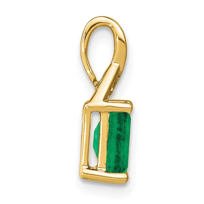 Necklaces Goldia 14K Yellow Gold Rectangle Emerald and Real Diamond Pendant