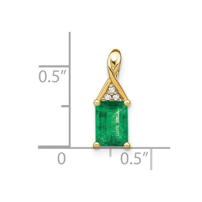 Necklaces Goldia 14K Yellow Gold Rectangle Emerald and Real Diamond Pendant