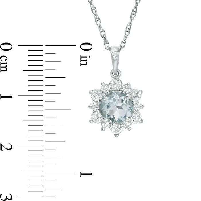 Necklaces Goldia 70mm Aquamarine and LabCreated White Sapphire Sunburst Pendant in Sterling Silver Necklaces Goldia 70mm Aquamarine and LabCreated White Sapphire Sunburst Pendant in Sterling Silver