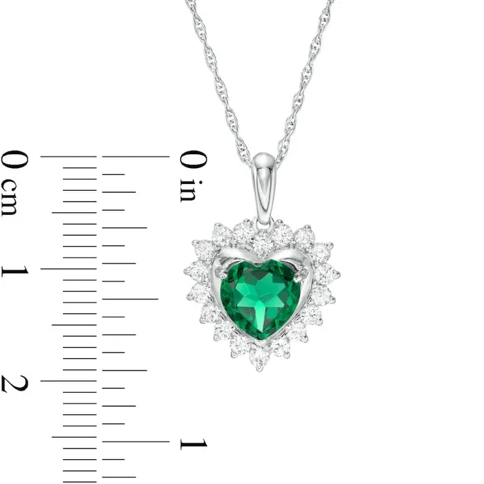 Necklaces Goldia 70mm HeartShaped LabCreated Emerald and White Sapphire Shadow Frame Pendant in Sterling Silver Necklaces Goldia 70mm HeartShaped LabCreated Emerald and White Sapphire Shadow Frame Pendant in Sterling Silver