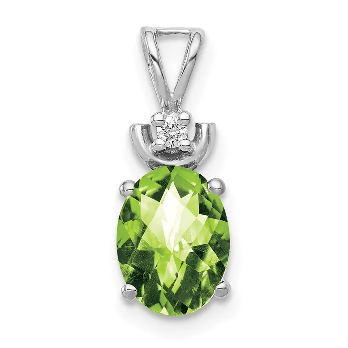 Necklaces Goldiacom 14k White Gold 8x6mm Oval Peridot Checker AAA Diamond Pendant Necklaces Goldiacom 14k White Gold 8x6mm Oval Peridot Checker AAA Diamond Pendant