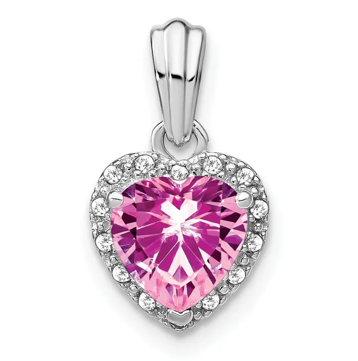 Necklaces Goldia Pure Serenity 14k White Gold 115 Ct Lab Grown Diamond VSSI G and Lab Created Pink Sapphire Heart Pendant Necklaces Goldia Pure Serenity 14k White Gold 115 Ct Lab Grown Diamond VSSI G and Lab Created Pink Sapphire Heart Pendant