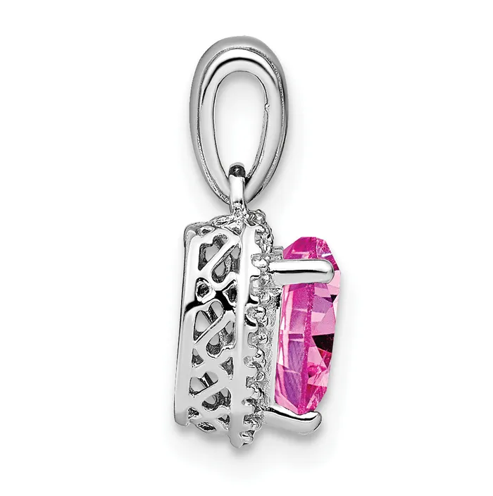Necklaces Goldia Pure Serenity 14k White Gold 115 Ct Lab Grown Diamond VSSI G and Lab Created Pink Sapphire Heart Pendant