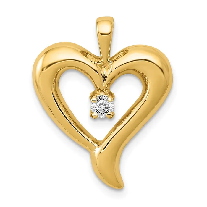 Necklaces Goldia Solid 14k Yellow Gold AA Simulated CZ Heart Pendant