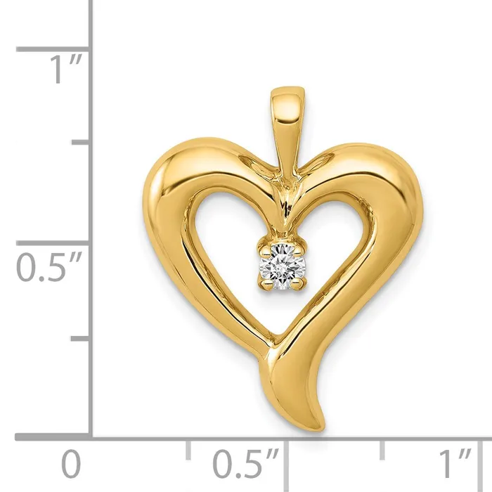 Necklaces Goldia Solid 14k Yellow Gold AA Simulated CZ Heart Pendant