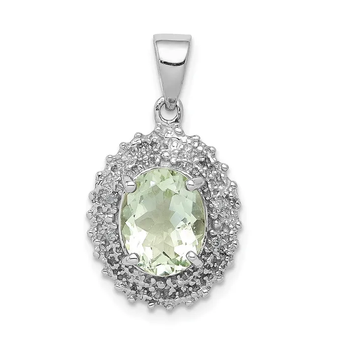 Necklaces Goldia Sterling Silver Rhodium Green Quartz u0026 Diamond Pendant