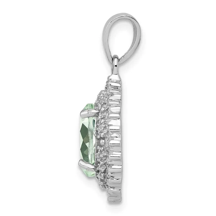 Necklaces Goldia Sterling Silver Rhodium Green Quartz u0026 Diamond Pendant