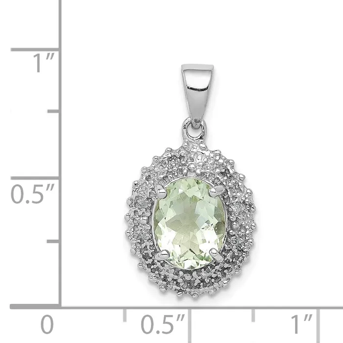 Necklaces Goldia Sterling Silver Rhodium Green Quartz u0026 Diamond Pendant