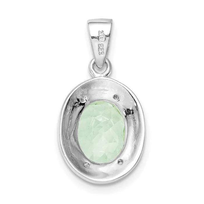Necklaces Goldia Sterling Silver Rhodium Green Quartz u0026 Diamond Pendant
