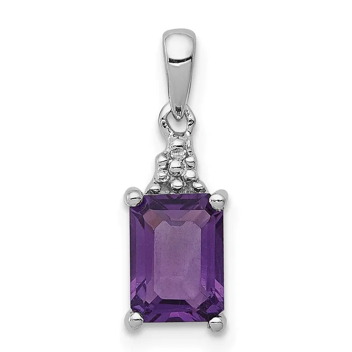 Necklaces Goldia Sterling Silver Rhodiumplated Amethyst and Diamond Pendant