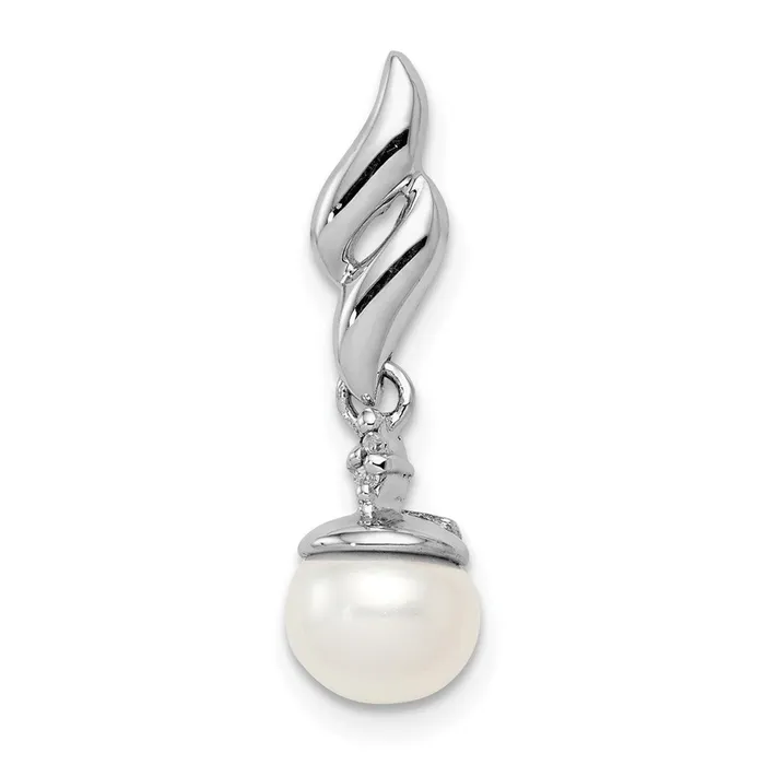 Necklaces Goldia Sterling Silver Rhodium Plated Diamond u0026 FW Cultured Pearl Pendant Necklaces Goldia Sterling Silver Rhodium Plated Diamond u0026 FW Cultured Pearl Pendant