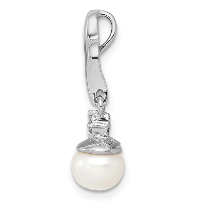 Necklaces Goldia Sterling Silver Rhodium Plated Diamond u0026 FW Cultured Pearl Pendant