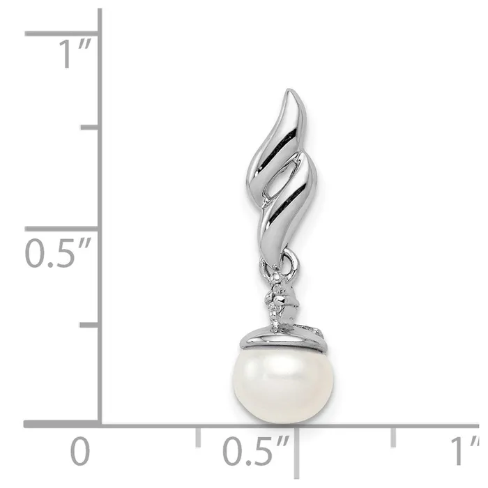 Necklaces Goldia Sterling Silver Rhodium Plated Diamond u0026 FW Cultured Pearl Pendant