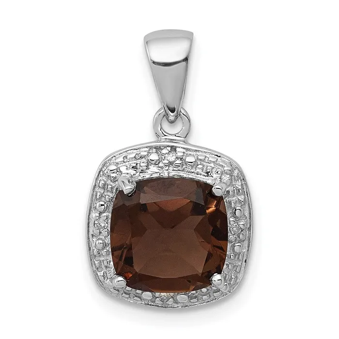 Necklaces Goldia Sterling Silver Rhodium Smoky Quartz u0026 Diamond Pendant