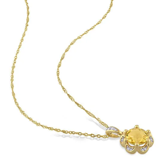 Necklaces JMS always Original AMOUR 1 14 CT TGW Citrine and Diamond Accent Flower Necklace In 14K Yellow Gold Necklaces JMS always Original AMOUR 1 14 CT TGW Citrine and Diamond Accent Flower Necklace In 14K Yellow Gold