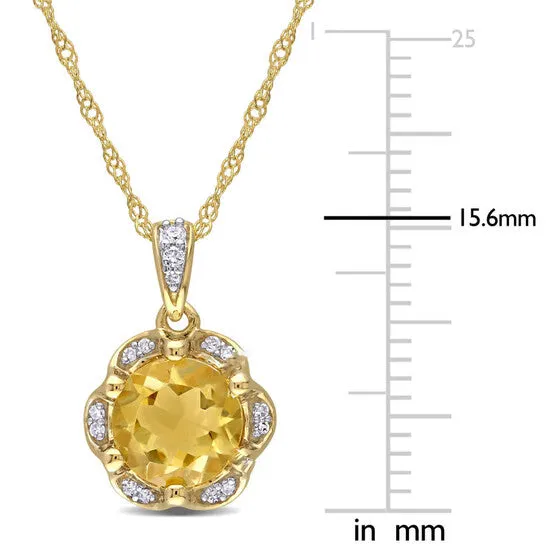 Necklaces JMS always Original AMOUR 1 14 CT TGW Citrine and Diamond Accent Flower Necklace In 14K Yellow Gold Necklaces JMS always Original AMOUR 1 14 CT TGW Citrine and Diamond Accent Flower Necklace In 14K Yellow Gold
